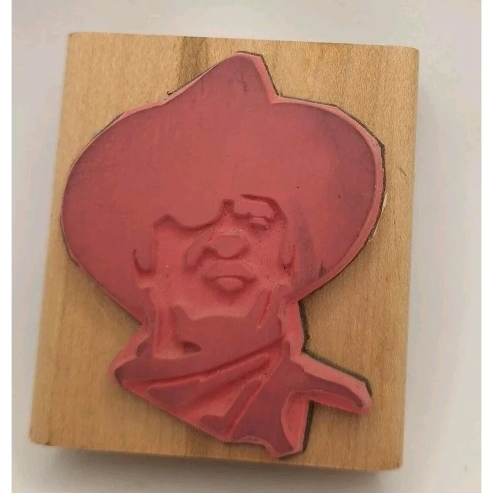 Mounted Rubber Stamp Cowboy John Wayne Western Man Rodeo Movie Face Look